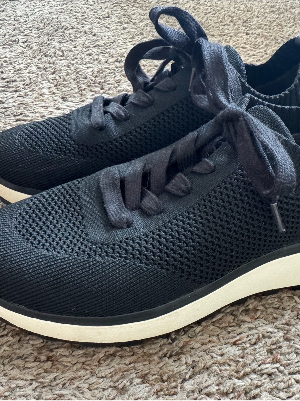 Women’s Black Knit Lace-Up Sneakers